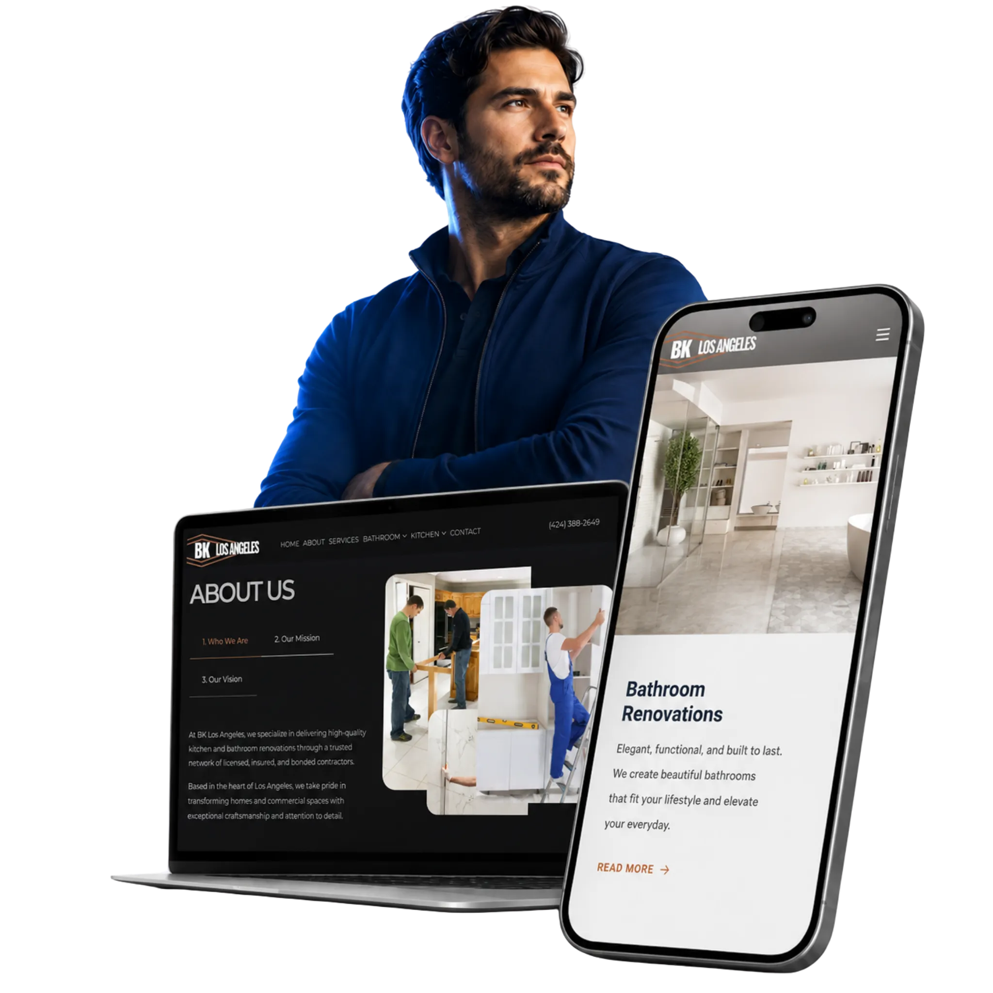 DelosWeb website strategy shown across desktop and mobile mockups