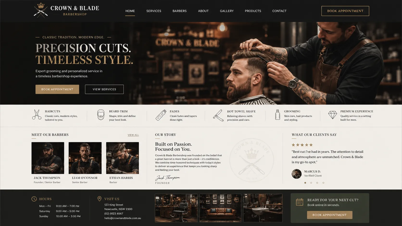 Barbershop brand website page