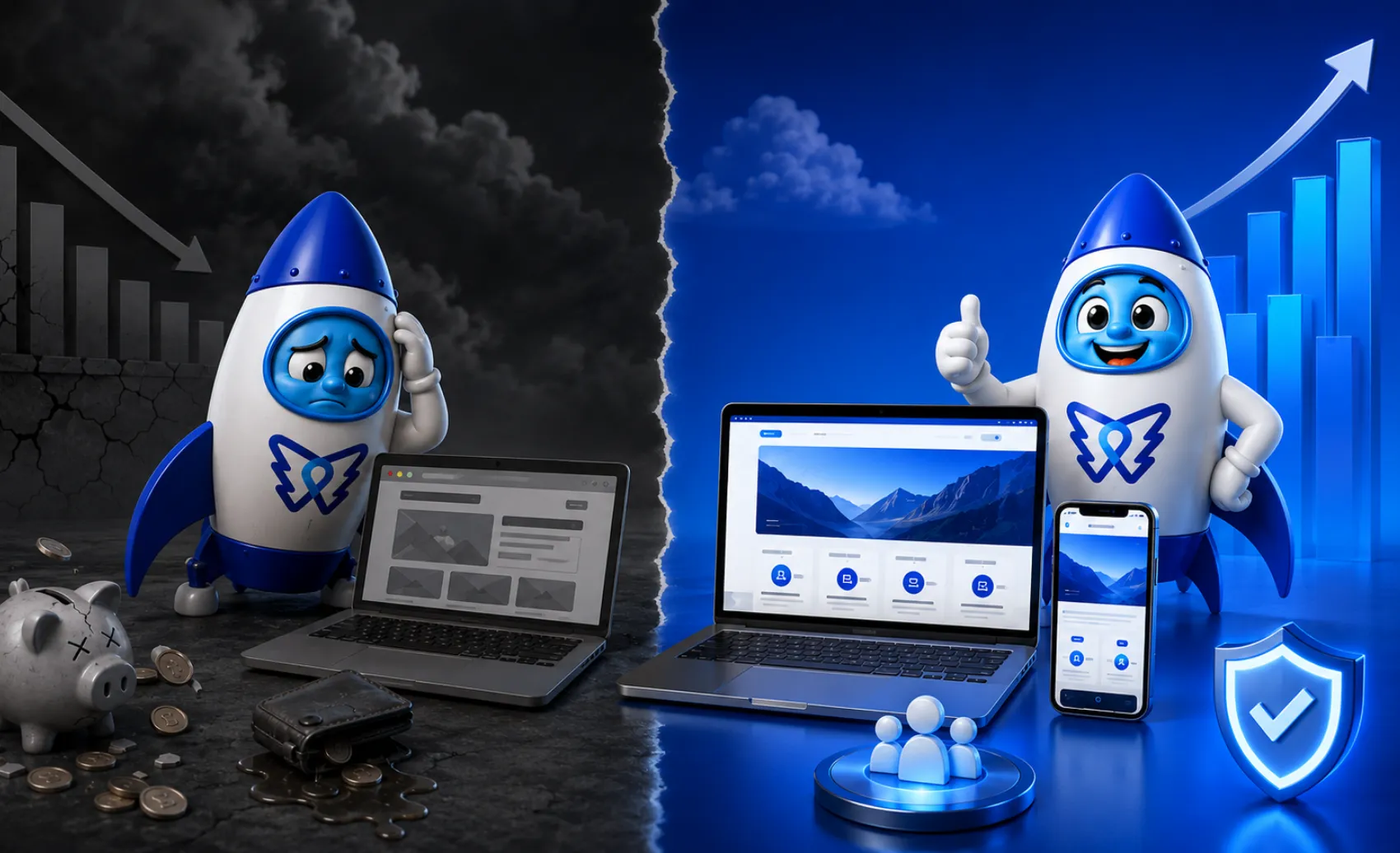 Ready-to-go website for service businesses compared with a cheap DIY website that loses leads