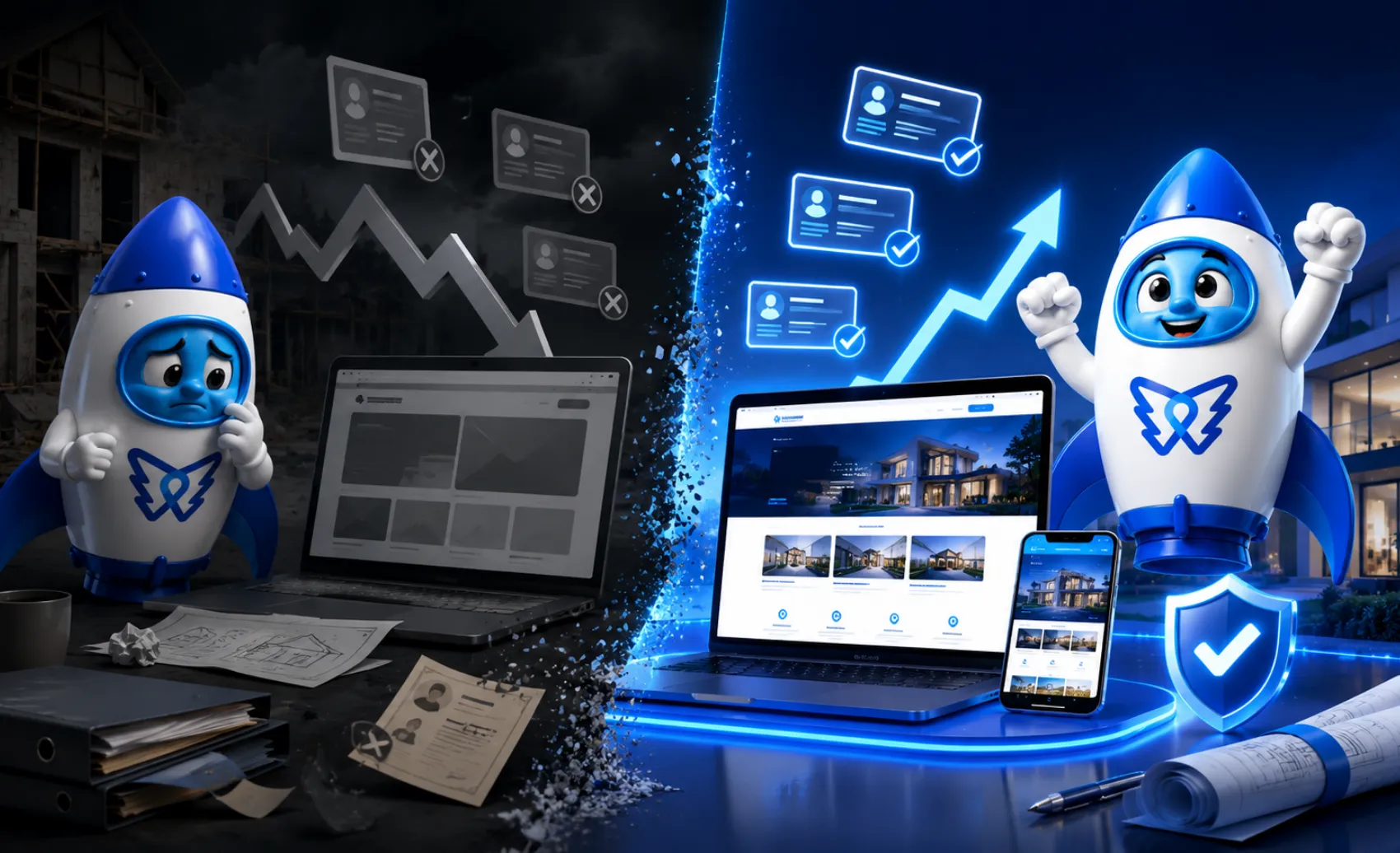 Custom website design for contractors shown as a business investment that helps prevent lost jobs
