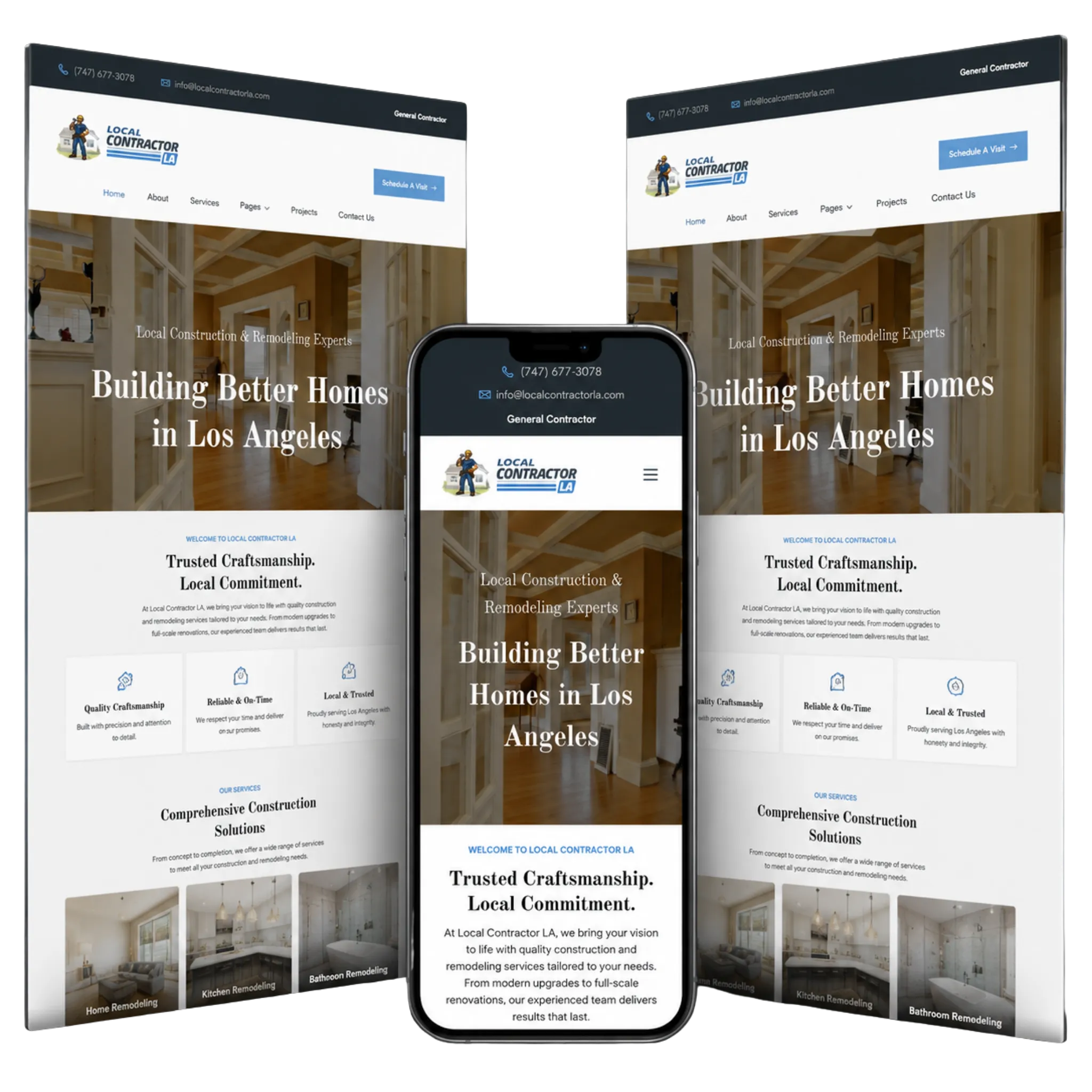 Local Contractor LA ready-to-go website mockup showing a clean responsive contractor website design