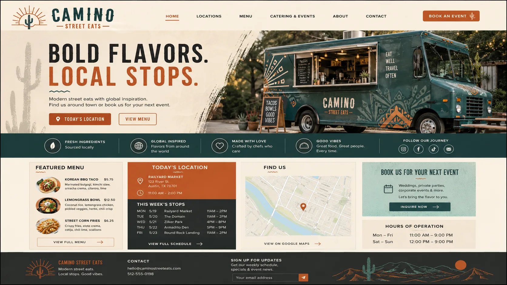 Food truck location schedule website