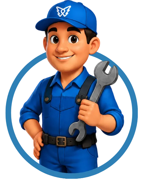 DelosWeb home services mascot for plumbing, HVAC, cleaning, and repair website design