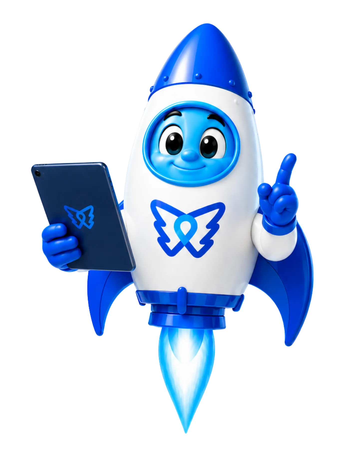 DelosWeb rocket mascot presenting professional website launch options