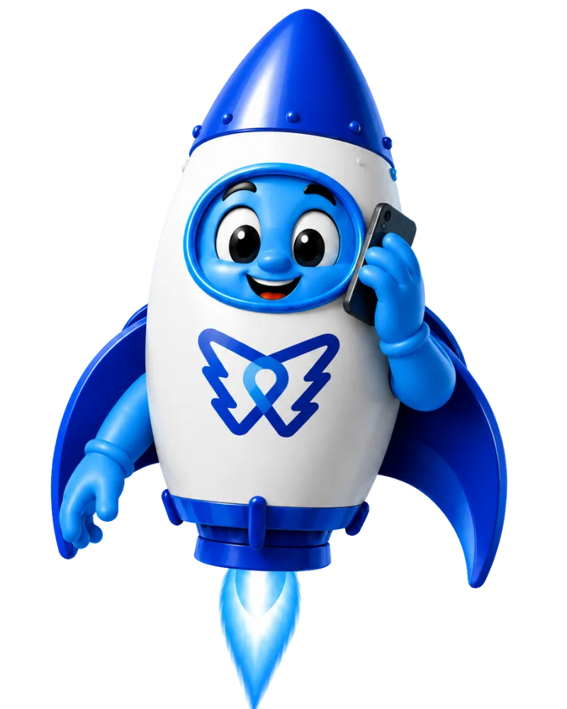 DelosWeb rocket mascot decoration