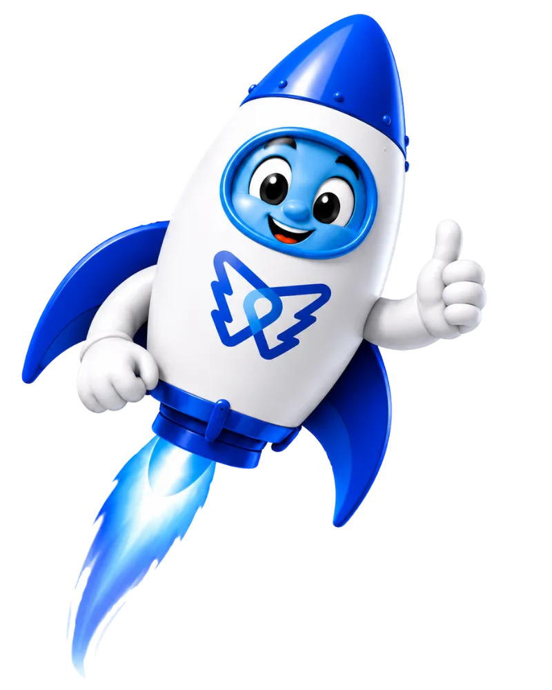 DelosWeb rocket mascot presenting the difference between SEO tools and SEO strategy