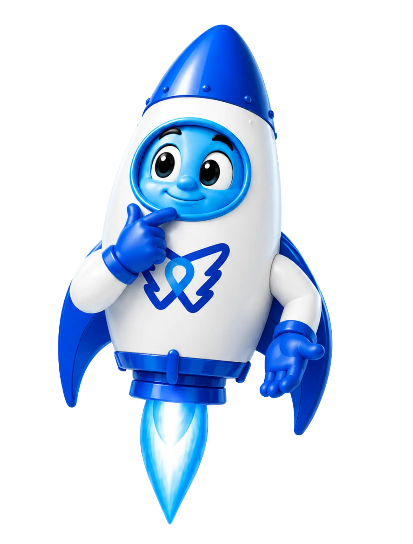 DelosWeb rocket mascot helping answer questions about business websites